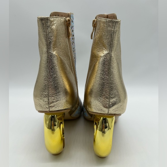 Lady Couture Breeze Gold Rhinestone Cutout Ankle Booties Sculpted Heel Size 12 - Picture 8 of 12